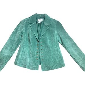 Vintage Live a Little Brand Green Leather Jacket Size M